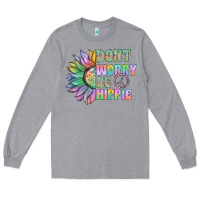 Heather Grey Don't Worry Be Hippie Long Sleeve Tee - CowhideDigitalArt
