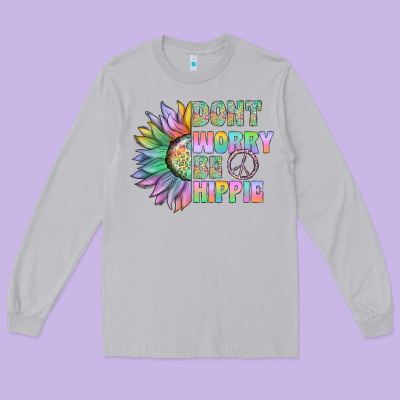 Don't Worry Be Hippie Long Sleeve Tee Designed By Cowhidedigitalart