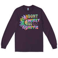 Plum Don't Worry Be Hippie Long Sleeve Tee - CowhideDigitalArt