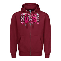 Burgundy breast cancer nurse Zipper Hoodie - JahusDesignShop