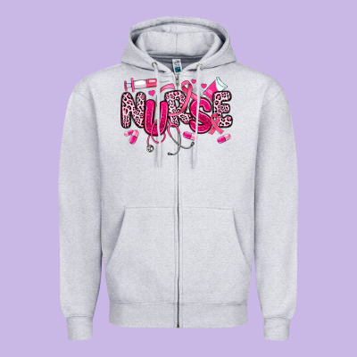 Breast Cancer Nurse Zipper Hoodie Designed By Jahusdesignshop