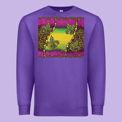 Mardi Gras  Leopard Pink Glitter Premium Sweatshirt Designed By Barkaloodesign