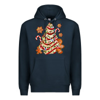 Navy christmas tree cake and cookies ado Premium Hoodie - AdoDesignShop