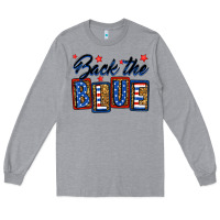 Heather Grey Back the blue Long Sleeve Tee - Neo Western