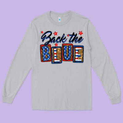 Back The Blue Long Sleeve Tee Designed By Neo Western