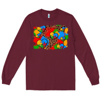 Burgundy autism heart background Long Sleeve Tee - AdoDesignShop