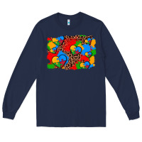 Navy autism heart background Long Sleeve Tee - AdoDesignShop