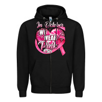 Black in october we wear pink heart Zipper Hoodie - JahusDesignShop