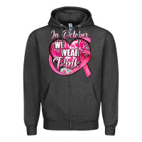 Charcoal Heather in october we wear pink heart Zipper Hoodie - JahusDesignShop