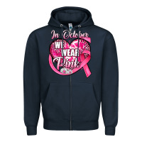 Navy in october we wear pink heart Zipper Hoodie - JahusDesignShop