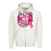 Oatmeal Heather in october we wear pink heart Zipper Hoodie - JahusDesignShop