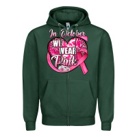 Sports Green in october we wear pink heart Zipper Hoodie - JahusDesignShop