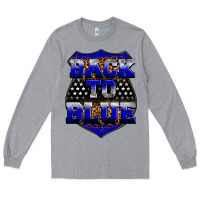 Heather Grey Back the blue Long Sleeve Tee - Neo Western
