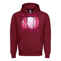 Burgundy in october we wear pink breast cancer valleybal Zipper Hoodie - JahusDesignShop