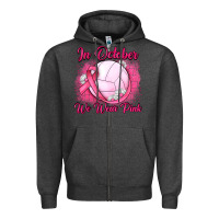 Charcoal Heather in october we wear pink breast cancer valleybal Zipper Hoodie - JahusDesignShop
