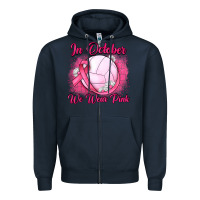 Navy in october we wear pink breast cancer valleybal Zipper Hoodie - JahusDesignShop