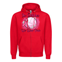 Red in october we wear pink breast cancer valleybal Zipper Hoodie - JahusDesignShop
