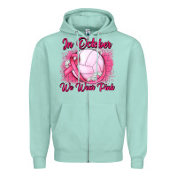 Seafoam in october we wear pink breast cancer valleybal Zipper Hoodie - JahusDesignShop