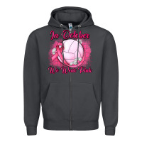 Smoke in october we wear pink breast cancer valleybal Zipper Hoodie - JahusDesignShop