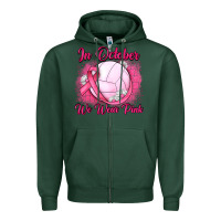 Sports Green in october we wear pink breast cancer valleybal Zipper Hoodie - JahusDesignShop