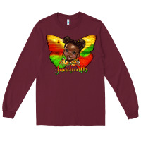 Burgundy juneteenth butterfly black girl Long Sleeve Tee - HRA Design Shop