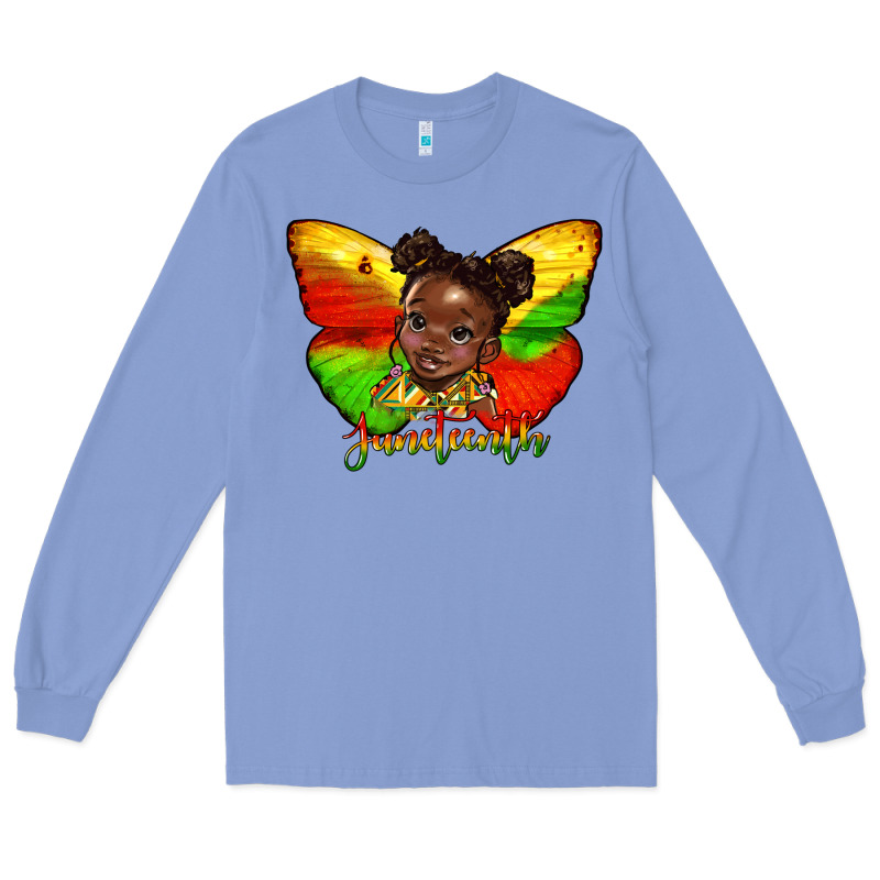 Juneteenth Butterfly Black Girl Long Sleeve Tee by HRA Design Shop | Teevron