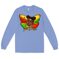 Colony Blue juneteenth butterfly black girl Long Sleeve Tee - HRA Design Shop