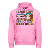Fuchsia Pink i living life somewhere between jesus take the whe Urban Hoodie - LillyAllenDesigns