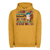 Pigment Peanut Butter i living life somewhere between jesus take the whe Urban Hoodie - LillyAllenDesigns