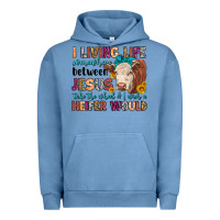 Pigment Pebble Blue i living life somewhere between jesus take the whe Urban Hoodie - LillyAllenDesigns
