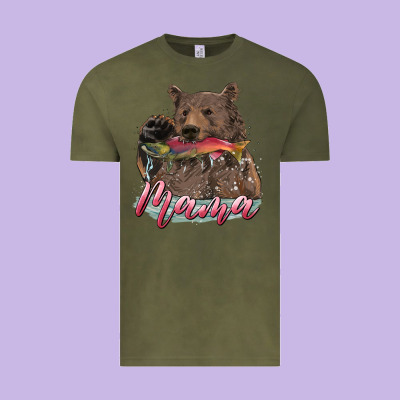 Vintage Tee Mother's Day Mama Bear Hunting Fish