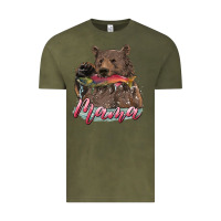 Vintage Olive Mother's Day Mama Bear Hunting Fish Vintage Tee - RanaPortraitStore