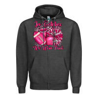 Charcoal Heather in october we wear pink cheer with football breast Zipper Hoodie - JahusDesignShop