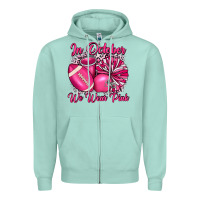 Seafoam in october we wear pink cheer with football breast Zipper Hoodie - JahusDesignShop