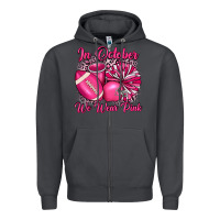 Smoke in october we wear pink cheer with football breast Zipper Hoodie - JahusDesignShop
