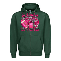 Sports Green in october we wear pink cheer with football breast Zipper Hoodie - JahusDesignShop