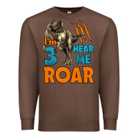 Chestnut i'm three hear me roar dinosaur birthday Premium Sweatshirt - LillyAllenDesigns