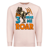 Pale Pink i'm three hear me roar dinosaur birthday Premium Sweatshirt - LillyAllenDesigns