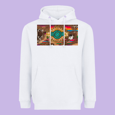 Western Gemstone And Leopard With Serape Licanse Plate Heavyweight Hoodie Designed By Artiststas