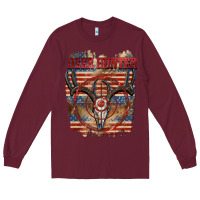 Burgundy Deer hunter 4th of july Long Sleeve Tee - CowGirlArtShop