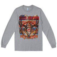Heather Grey Deer hunter 4th of july Long Sleeve Tee - CowGirlArtShop