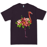Plum flamingo with tropical flowers Premium Tee - Artiststas