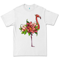 White flamingo with tropical flowers Premium Tee - Artiststas