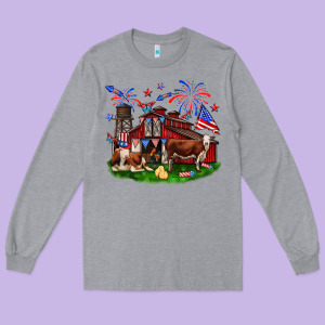 Barn Farm Animals 4th Of July Long Sleeve Tee Designed By Neo Western