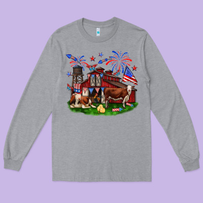 Barn Farm Animals 4th Of July Long Sleeve Tee Designed By Neo Western