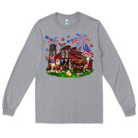 Heather Grey Barn farm animals 4th of July Long Sleeve Tee - Neo Western