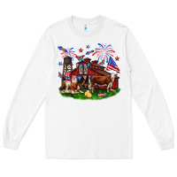 White Barn farm animals 4th of July Long Sleeve Tee - Neo Western