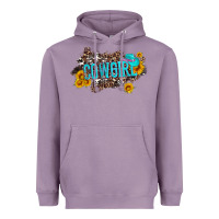 Lavender western cowgirl and sunflower with hat and cowhide leopard Heavyweight Hoodie - Artiststas