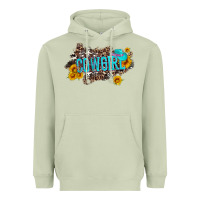 Matcha western cowgirl and sunflower with hat and cowhide leopard Heavyweight Hoodie - Artiststas