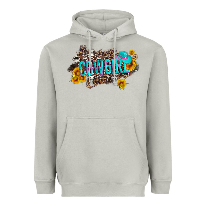 Western Cowgirl And Sunflower With Hat And Cowhide Leopard Heavyweight Hoodie by Artiststas | Teevron